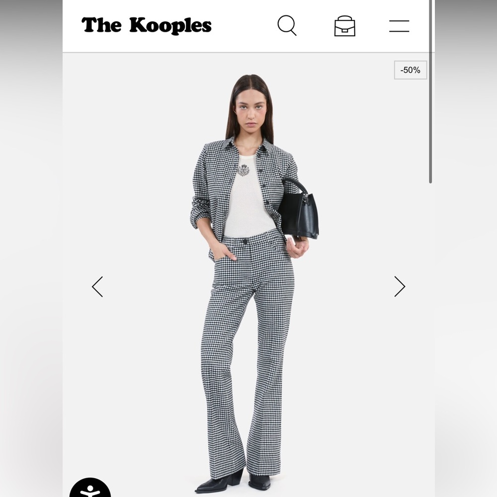 The Kooples Black and White checkered long Pants